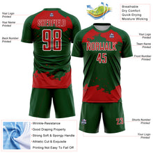 Load image into Gallery viewer, Custom Green Red-White Abstract Fragment Art Sublimation Soccer Uniform Jersey
