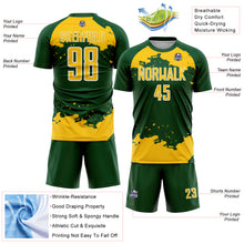 Load image into Gallery viewer, Custom Green Yellow-White Abstract Fragment Art Sublimation Soccer Uniform Jersey
