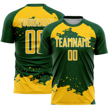 Load image into Gallery viewer, Custom Green Yellow-White Abstract Fragment Art Sublimation Soccer Uniform Jersey
