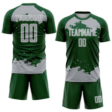 Load image into Gallery viewer, Custom Green Gray-White Abstract Fragment Art Sublimation Soccer Uniform Jersey
