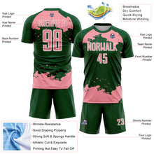 Load image into Gallery viewer, Custom Green Medium Pink-White Abstract Fragment Art Sublimation Soccer Uniform Jersey
