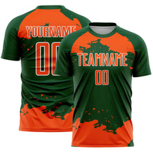 Load image into Gallery viewer, Custom Green Orange-White Abstract Fragment Art Sublimation Soccer Uniform Jersey

