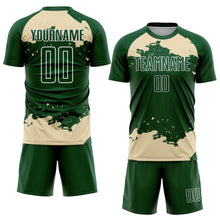 Load image into Gallery viewer, Custom Green Cream-White Abstract Fragment Art Sublimation Soccer Uniform Jersey

