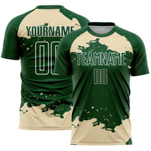 Load image into Gallery viewer, Custom Green Cream-White Abstract Fragment Art Sublimation Soccer Uniform Jersey
