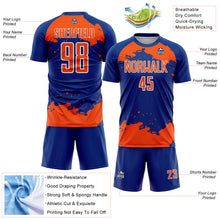 Load image into Gallery viewer, Custom Royal Orange-White Abstract Fragment Art Sublimation Soccer Uniform Jersey

