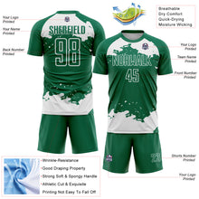 Charger l&#39;image dans la galerie, Custom Kelly Green White Abstract Fragment Art Sublimation Soccer Uniform Jersey
