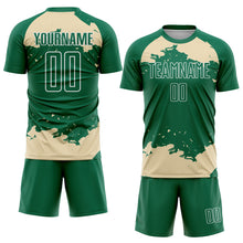 Загрузить изображение в средство просмотра галереи, Custom Kelly Green Cream-White Abstract Fragment Art Sublimation Soccer Uniform Jersey
