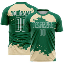 Загрузить изображение в средство просмотра галереи, Custom Kelly Green Cream-White Abstract Fragment Art Sublimation Soccer Uniform Jersey
