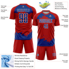 Laden Sie das Bild in den Galerie-Viewer, Custom Red Royal-White Abstract Fragment Art Sublimation Soccer Uniform Jersey
