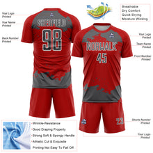 Загрузить изображение в средство просмотра галереи, Custom Red Steel Gray-White Abstract Fragment Art Sublimation Soccer Uniform Jersey
