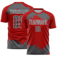 Загрузить изображение в средство просмотра галереи, Custom Red Steel Gray-White Abstract Fragment Art Sublimation Soccer Uniform Jersey

