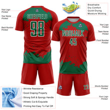 Загрузить изображение в средство просмотра галереи, Custom Red Kelly Green-White Abstract Fragment Art Sublimation Soccer Uniform Jersey

