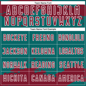 Custom Teal Crimson-White Abstract Fragment Art Sublimation Soccer Uniform Jersey