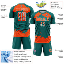 Загрузить изображение в средство просмотра галереи, Custom Teal Orange-White Abstract Fragment Art Sublimation Soccer Uniform Jersey
