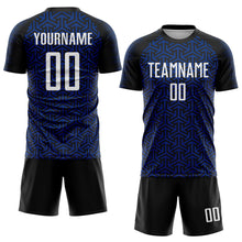 Charger l&#39;image dans la galerie, Custom Black White-Royal Geometric Arrow Sublimation Soccer Uniform Jersey

