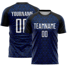 Charger l&#39;image dans la galerie, Custom Black White-Royal Geometric Arrow Sublimation Soccer Uniform Jersey
