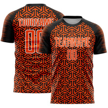 Laden Sie das Bild in den Galerie-Viewer, Custom Black Orange-White Geometric Arrow Sublimation Soccer Uniform Jersey
