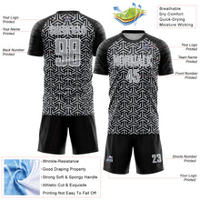 Load image into Gallery viewer, Custom Black Gray-White Geometric Arrow Sublimation Soccer Uniform Jersey
