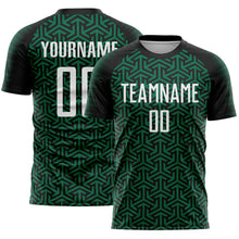 Загрузить изображение в средство просмотра галереи, Custom Black White-Kelly Green Geometric Arrow Sublimation Soccer Uniform Jersey
