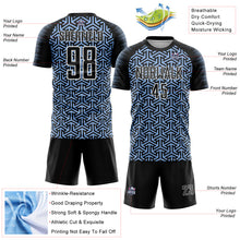 Load image into Gallery viewer, Custom Black Light Blue-White Geometric Arrow Sublimation Soccer Uniform Jersey
