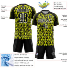 Load image into Gallery viewer, Custom Black Neon Yellow-White Geometric Arrow Sublimation Soccer Uniform Jersey
