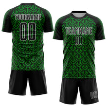 Load image into Gallery viewer, Custom Black Grass Green-White Geometric Arrow Sublimation Soccer Uniform Jersey
