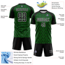 Load image into Gallery viewer, Custom Black Grass Green-White Geometric Arrow Sublimation Soccer Uniform Jersey
