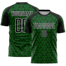 Load image into Gallery viewer, Custom Black Grass Green-White Geometric Arrow Sublimation Soccer Uniform Jersey
