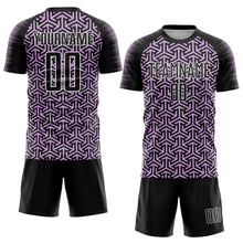 Load image into Gallery viewer, Custom Black Light Purple-White Geometric Arrow Sublimation Soccer Uniform Jersey

