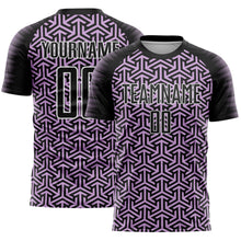 Load image into Gallery viewer, Custom Black Light Purple-White Geometric Arrow Sublimation Soccer Uniform Jersey
