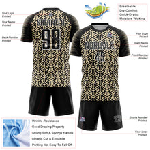 Load image into Gallery viewer, Custom Black Cream-White Geometric Arrow Sublimation Soccer Uniform Jersey

