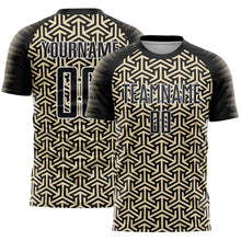 Load image into Gallery viewer, Custom Black Cream-White Geometric Arrow Sublimation Soccer Uniform Jersey
