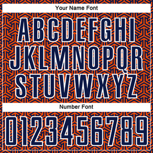 Custom Navy Orange-White Geometric Arrow Sublimation Soccer Uniform Jersey