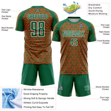 Загрузить изображение в средство просмотра галереи, Custom Kelly Green Orange-White Geometric Arrow Sublimation Soccer Uniform Jersey
