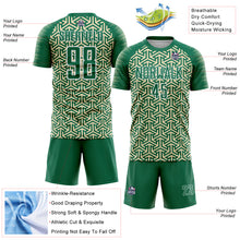 Загрузить изображение в средство просмотра галереи, Custom Kelly Green Cream-White Geometric Arrow Sublimation Soccer Uniform Jersey
