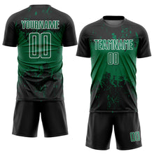 Laden Sie das Bild in den Galerie-Viewer, Custom Black Kelly Green-White Abstract Splatter Grunge Art Sports Sublimation Soccer Uniform Jersey
