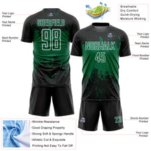 Laden Sie das Bild in den Galerie-Viewer, Custom Black Kelly Green-White Abstract Splatter Grunge Art Sports Sublimation Soccer Uniform Jersey

