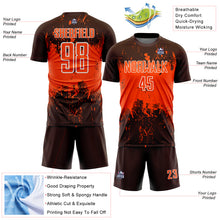 Laden Sie das Bild in den Galerie-Viewer, Custom Brown Orange-White Abstract Splatter Grunge Art Sports Sublimation Soccer Uniform Jersey
