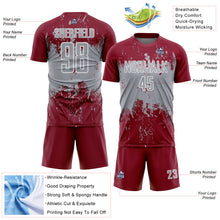 Load image into Gallery viewer, Custom Crimson Gray-White Abstract Splatter Grunge Art Sports Sublimation Soccer Uniform Jersey
