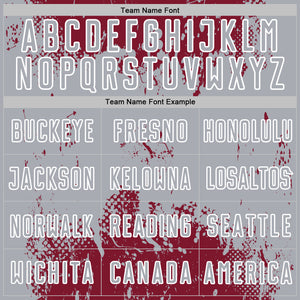 Custom Crimson Gray-White Abstract Splatter Grunge Art Sports Sublimation Soccer Uniform Jersey