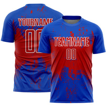 Загрузить изображение в средство просмотра галереи, Custom Thunder Blue Red-White Abstract Splatter Grunge Art Sports Sublimation Soccer Uniform Jersey
