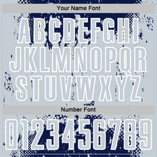Laden Sie das Bild in den Galerie-Viewer, Custom Navy Silver-White Abstract Splatter Grunge Art Sports Sublimation Soccer Uniform Jersey
