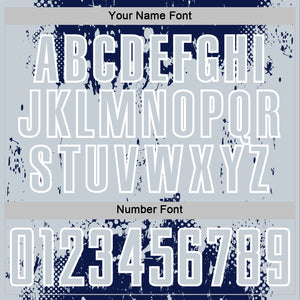 Custom Navy Silver-White Abstract Splatter Grunge Art Sports Sublimation Soccer Uniform Jersey