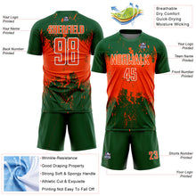 Laden Sie das Bild in den Galerie-Viewer, Custom Green Orange-White Abstract Splatter Grunge Art Sports Sublimation Soccer Uniform Jersey
