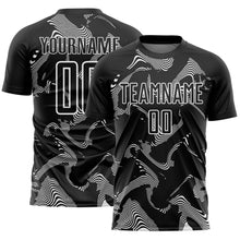 Laden Sie das Bild in den Galerie-Viewer, Custom Black White Curve Lines Sports Sublimation Soccer Uniform Jersey
