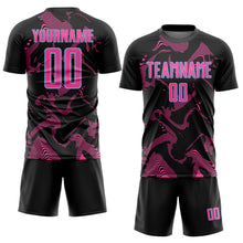 Laden Sie das Bild in den Galerie-Viewer, Custom Black Pink-Light Blue Curve Lines Sports Sublimation Soccer Uniform Jersey
