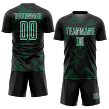 Laden Sie das Bild in den Galerie-Viewer, Custom Black Kelly Green-White Curve Lines Sports Sublimation Soccer Uniform Jersey
