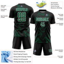 Laden Sie das Bild in den Galerie-Viewer, Custom Black Kelly Green-White Curve Lines Sports Sublimation Soccer Uniform Jersey
