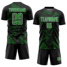 Laden Sie das Bild in den Galerie-Viewer, Custom Black Grass Green-White Curve Lines Sports Sublimation Soccer Uniform Jersey
