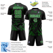 Laden Sie das Bild in den Galerie-Viewer, Custom Black Grass Green-White Curve Lines Sports Sublimation Soccer Uniform Jersey
